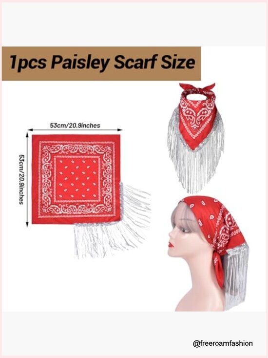 Cowgirl Hat with Fringed Bandana Set - Wide Brim Western Hat
